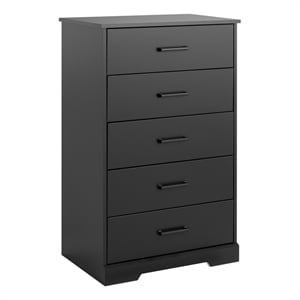 pemberly row farmhouse engineered wood 5-drawer chest for bedroom in black