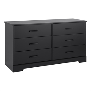 pemberly row farmhouse engineered wood 6-drawer chest for bedroom in black