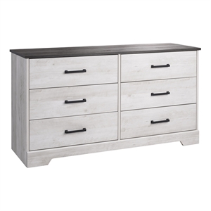 pemberly row farmhouse 6-drawer chest for bedroom in washed white