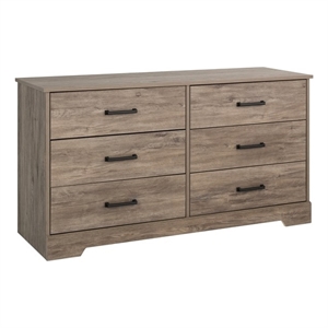 pemberly row farmhouse 6-drawer chest for bedroom in drifted gray