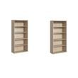 Pemberly Row Set of 2 Tall 5-Shelf Bookcases in Natural Elm - Engineered Wood