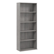 Pemberly Row Set of 2 Tall 5-Shelf Bookcases in Platinum Gray - Engineered Wood