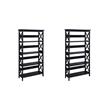Pemberly Row Set of 2 5-Shelf Bookcases in Glossy Black Wood