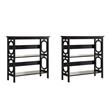 Pemberly Row Set of 2 Contemporary Two-Shelf Bookcases in Black Wood