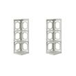 Pemberly Row Set of 2 Three-Shelf Corner Bookcases in White Wood