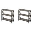 Pemberly Row Set of 2 Three-Tier Bookcases in Weathered Gray Wood