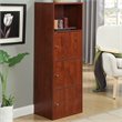 Pemberly Row Set of 2 Contemporary Three-Door Bookcases in Cherry Wood