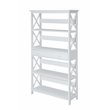 Pemberly Row Set of 2 Five-Tier Bookcases with Drawer in White Wood