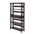 Pemberly Row Set of 2 Five-Tier Bookcases with Drawer in Espresso Wood