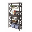 Pemberly Row Set of 2 Five-Tier Bookcases with Drawer in Espresso Wood