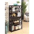 Pemberly Row Set of 2 Five-Tier Bookcases with Drawer in Espresso Wood