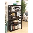 Pemberly Row Set of 2 Five-Tier Bookcases with Drawer in Espresso Wood