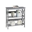 Pemberly Row Set of 2 Contemporary Three-Tier Bookcases in Gray Wood