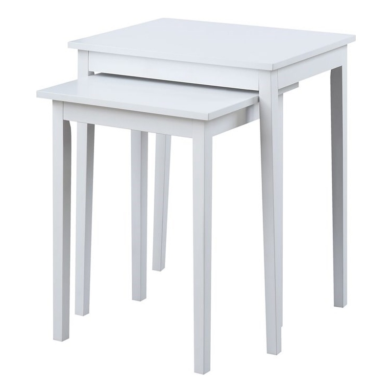 Pemberly Row Set of 2 Contemporary Nesting End Tabless in White Wood