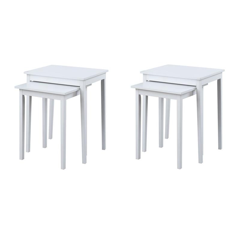 Pemberly Row Set of 2 Contemporary Nesting End Tabless in White Wood
