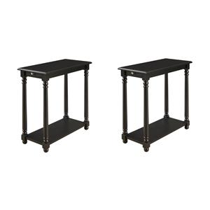 Pemberly Row Set of 2 Contemporary Wood End Tables in Black Finish