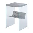 Pemberly Row Set of 2 End Tables in Gray Faux Birch Wood and Glass