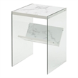 Pemberly Row Set of 2 Contemporary End Tables in Faux White Marble Wood