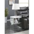 Pemberly Row Set of 2 Contemporary End Tables in Faux White Marble Wood