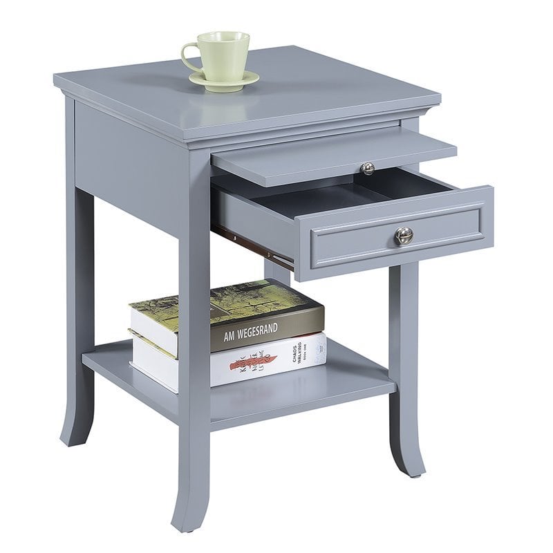 Pemberly Row Set of 2 Contemporary Wood End Tables in Gray Finish