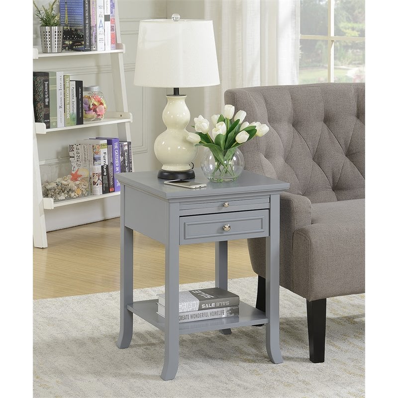 Pemberly Row Set of 2 Contemporary Wood End Tables in Gray Finish