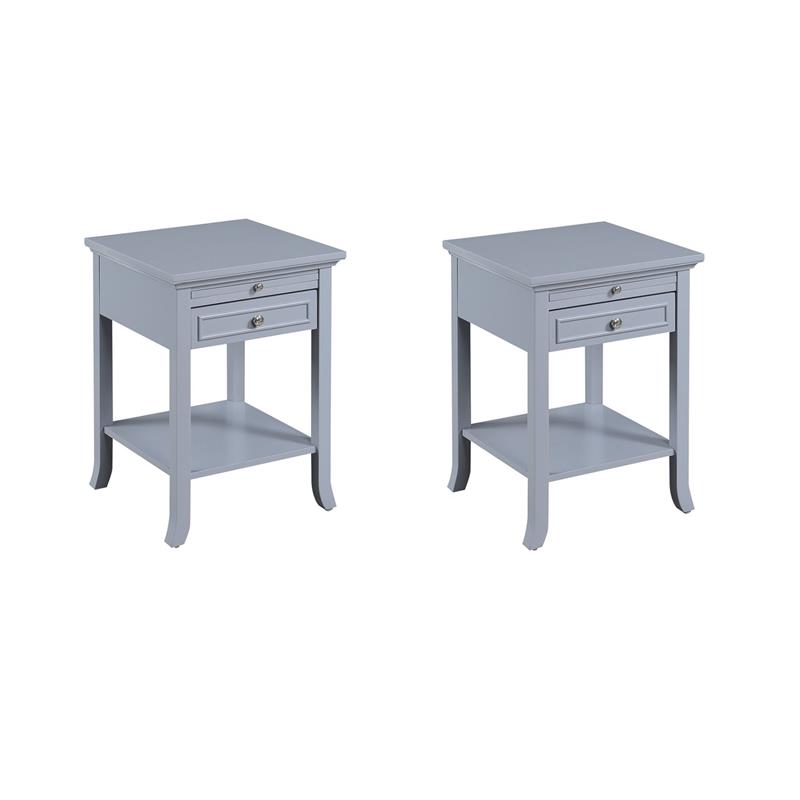Pemberly Row Set of 2 Contemporary Wood End Tables in Gray Finish