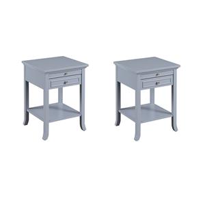 Pemberly Row Set of 2 Contemporary Wood End Tables in Gray Finish
