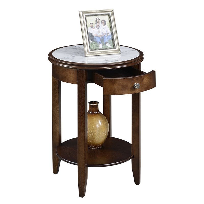 Pemberly Row Set of 2 Contemporary End Tables in Espresso Wood
