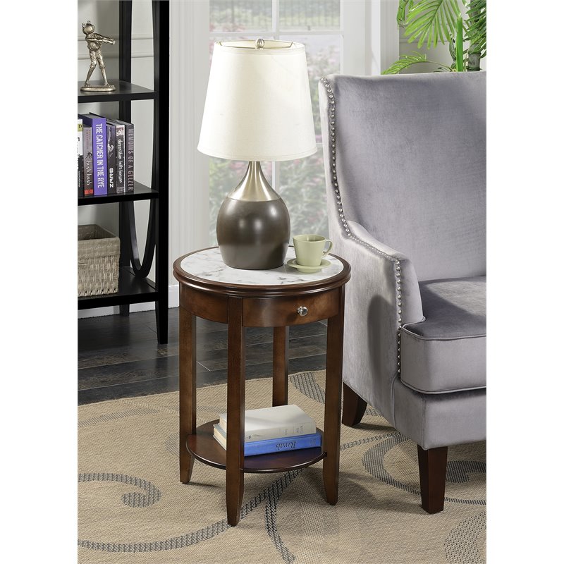 Pemberly Row Set of 2 Contemporary End Tables in Espresso Wood
