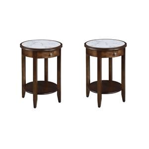 Pemberly Row Set of 2 Contemporary End Tables in Espresso Wood