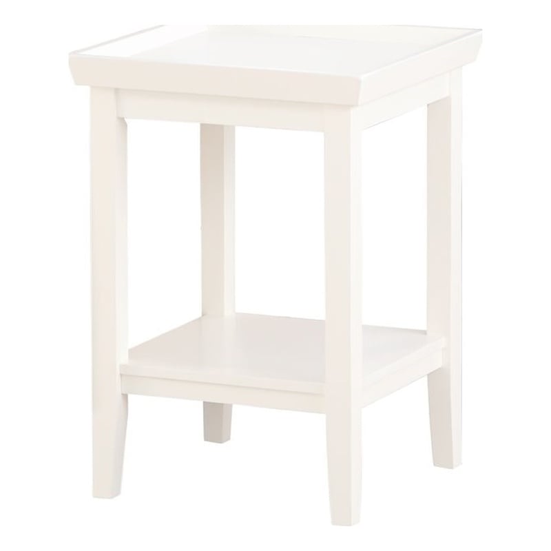 Pemberly Row Set of 2 Contemporary Square End Tables in White Wood
