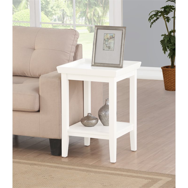Pemberly Row Set of 2 Contemporary Square End Tables in White Wood