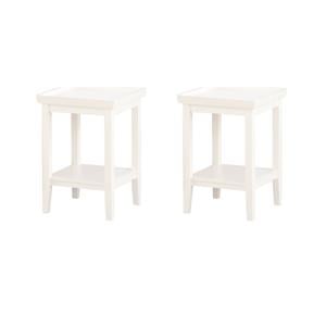 Pemberly Row Set of 2 Contemporary Square End Tables in White Wood