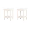 Pemberly Row Set of 2 Contemporary Square End Tables in White Wood