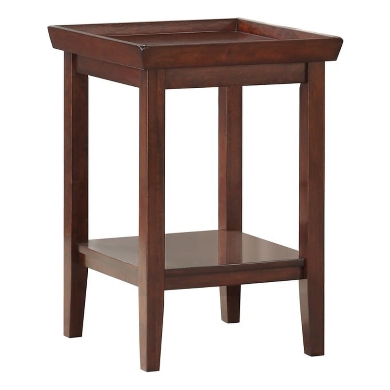 Pemberly Row Set of 2 Contemporary End Tables in Espresso Wood