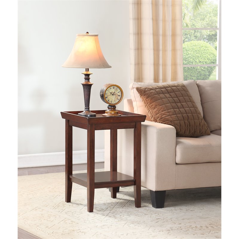 Pemberly Row Set of 2 Contemporary End Tables in Espresso Wood