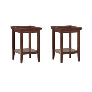 Pemberly Row Set of 2 Contemporary End Tables in Espresso Wood