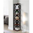 Pemberly Row Set of 2 Five-Tier Corner Bookcases in Cherry and Black Wood