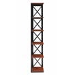 Pemberly Row Set of 2 Five-Tier Corner Bookcases in Cherry and Black Wood