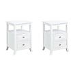 Pemberly Row Set of 2 Contemporary Two-Drawer End Tables in White Wood