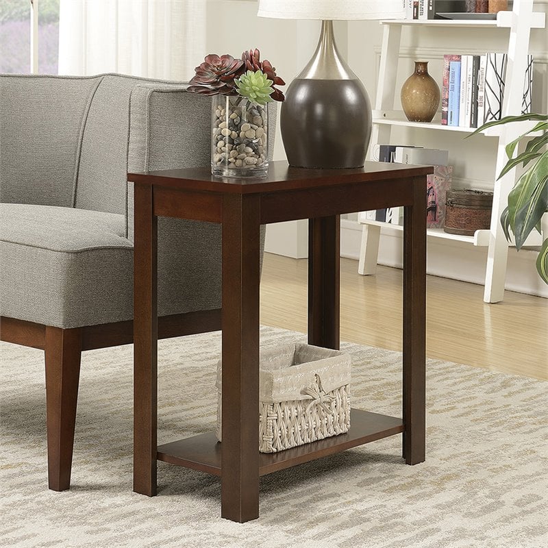 Pemberly Row Set of 2 Contemporary End Tables in Espresso Wood