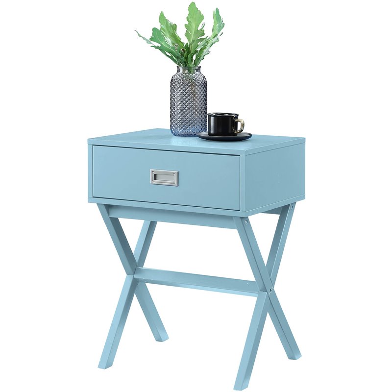 Pemberly Row Set of 2 One-Drawer End Tables in Mint Green Wood