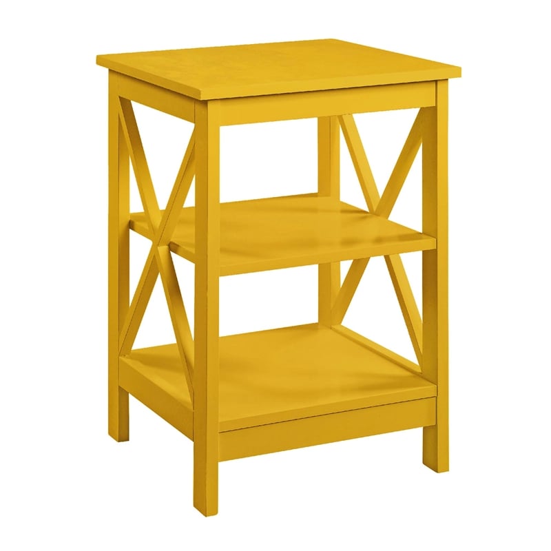 Pemberly Row Set of 2 Contemporary End Tables in Bright Yellow Wood