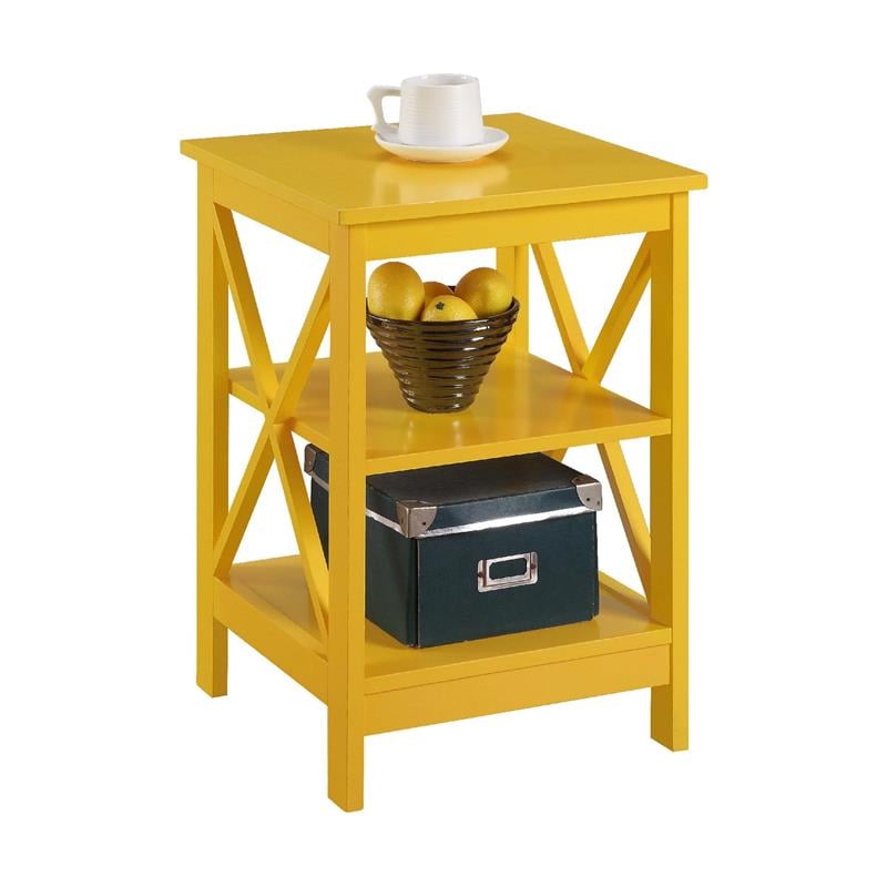Pemberly Row Set of 2 Contemporary End Tables in Bright Yellow Wood