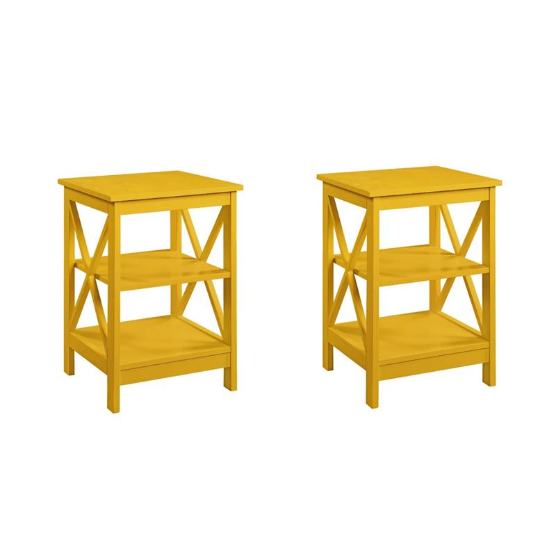 Pemberly Row Set of 2 Contemporary End Tables in Bright Yellow Wood
