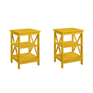 Pemberly Row Set of 2 Contemporary End Tables in Bright Yellow Wood