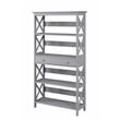 Pemberly Row Set of 2 Five-Tier Bookcases with Drawer in Gray Wood