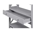 Pemberly Row Set of 2 Five-Tier Bookcases with Drawer in Gray Wood