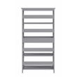 Pemberly Row Set of 2 Five-Tier Bookcases with Drawer in Gray Wood