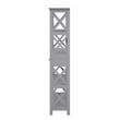 Pemberly Row Set of 2 Five-Tier Bookcases with Drawer in Gray Wood